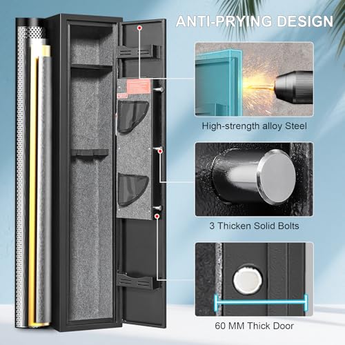 Image of Marcree 2-3 Gun Safe, Gun Safe for Rifles and Pistols, Gun Cabinets for Rifles and Shotguns with Dual Alarm System, Rifle Safe, Gun Safes for Home Rifle and Pistols, No Assembly