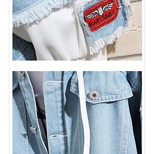 Lapus Unisex False Two Pieces Denim Jacket Fashion Denim Hoodies Coats Button Down Hoodie for Teen Adult3