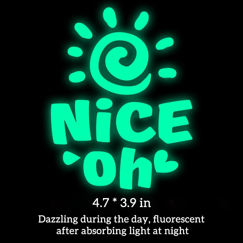 Image of Car Sticker, Decals 4 Car Motorcycles,Sunflower, Glow-in-Dark,Scratch Shields,Covering Scratches, Fluorescent,Waterproof and Fade-Resistant,No Damage (Dazzling Night Light(Nice oh) 4.72'' x 3.94'')