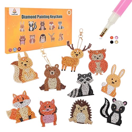 Porte Clef Diamond Painting, Activité Manuelle Enfant Bricolage d'Automne, Pendentifs en Forme de Diamant 5D, Double Face, Kit de Bricolage pour la...