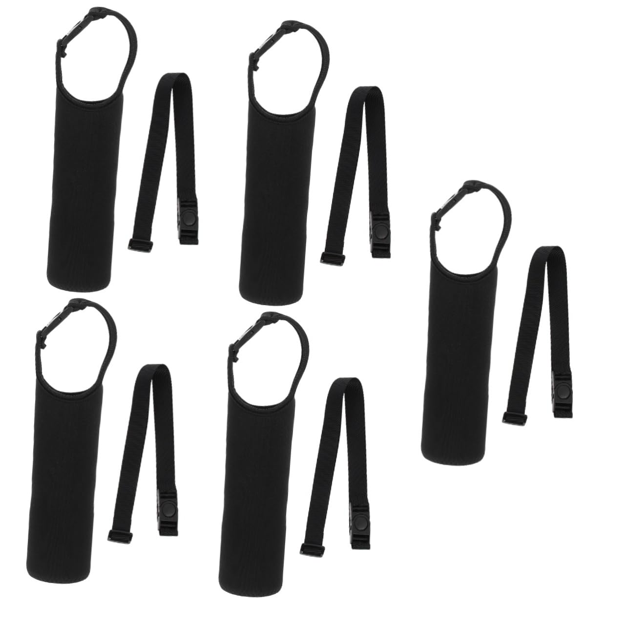 SUPVOX Juego de vasos de neopreno bolsa de botella de agua de cantimplora portabotellas aislado botellero Sostenedor de botella manga con correa tapa de botella la fábrica Black