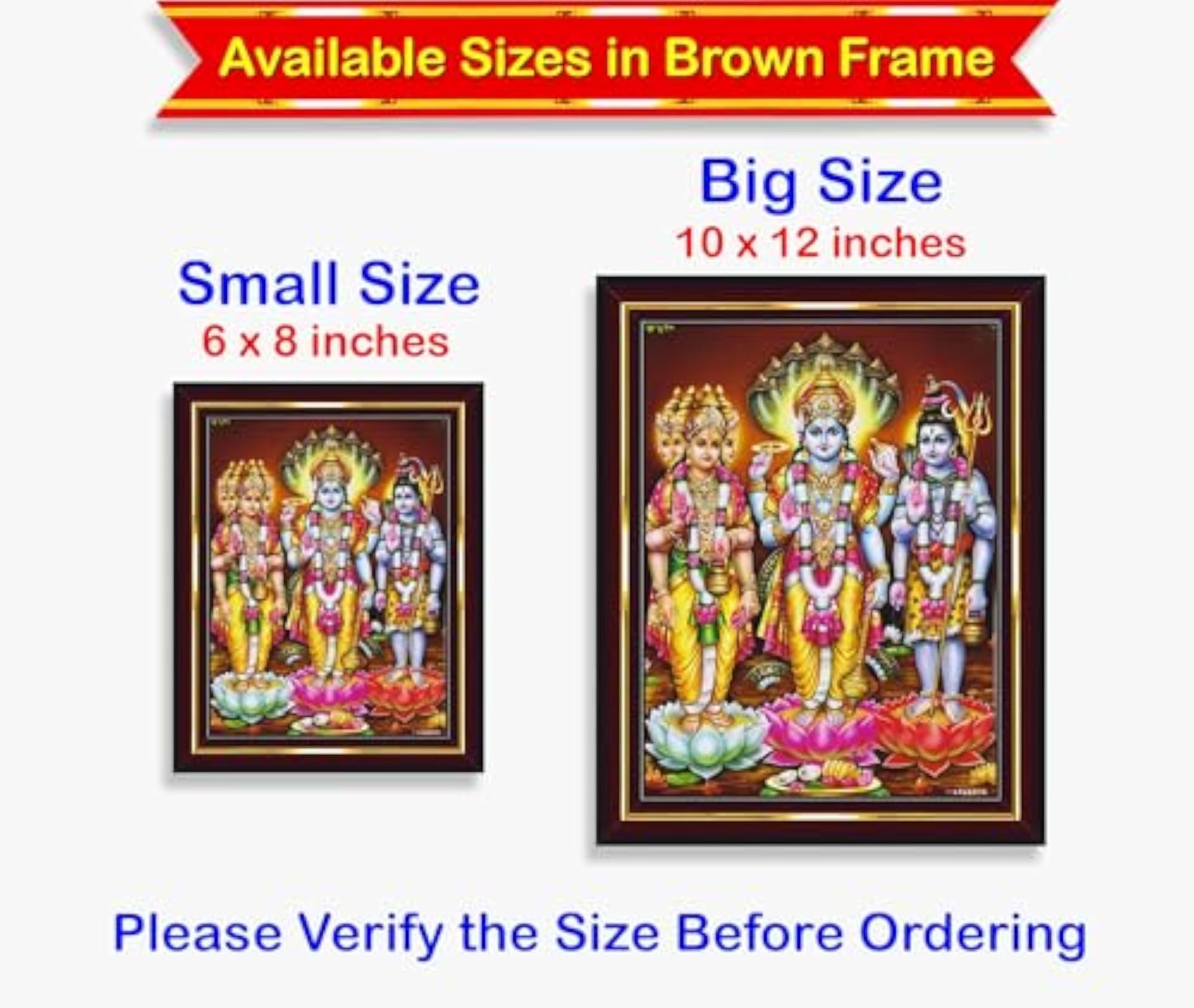 Brahma Vishnu Mahesh Wall Painting Framed Decor