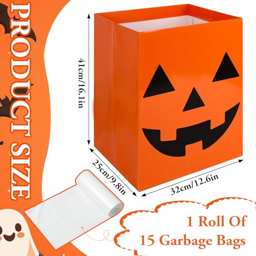 6 Canecas de Basura Desechables Halloween Naranja y Blanco miniatura 2