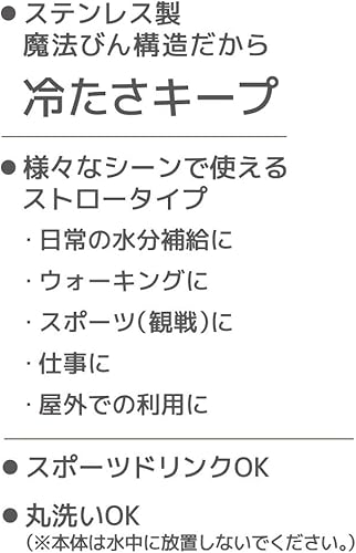 Miniatura 6 de Thermos FJM-450 LP Water Bottle, Vacuum Insulated Straw Bottle, 15.2 fl oz (450 ml), Light Pink, Cold Insulation Only