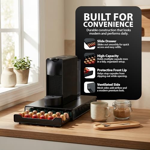 ZENO Coffee Capsule Pod Holder with Sliding Drawer - Organiser for Nespresso Machines & 60 Coffee Pods - Image 3