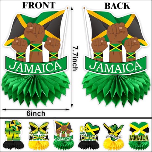 Image of Jamaican Party Honeycomb Centerpiece Table Toppers with Jamaica Flags