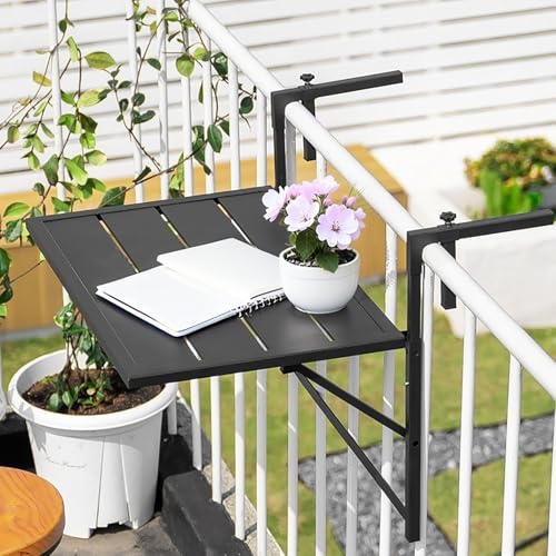 Table basse réglable pour balcon pliable avec étagère intégrée