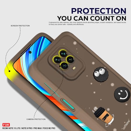 Image of AESTMO Back Case Cover for Mi Redmi Note 10 Lite /Note 9 Pro /Pro Max /Poco M2 Pro | Cute Fun Cartoon 3D Ball | Coffee Silicone Case | Full Body Protection | Camera Protection Back Cover (Brown)
