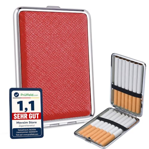 Boîte à cigarettes en métal pour 12 cigarettes – Étui rigide compact avec finition synthétique – Protection anti-chocs et écrasement – Format fin pour poche et sac – Unisexe