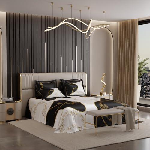 Image of Stoa Paris 300TC UltraSatin Super Size Bedsheet with 4 Pillow Covers, 274cm x 274cm Ideal for King & Double Bed, Gentle on Skin & Hair, Fade & Wrinkle Resistant, Quick Dry, Baroque - Cream-Gold