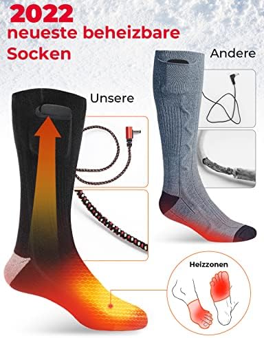 ISSYZONE Heated Socks for Men Women, Electric Rechargeable Washable Electric Heated Socks for Winter Sports Ski Hunting Camping Hiking Riding Motorcycle Warm Socks Foot Warmer