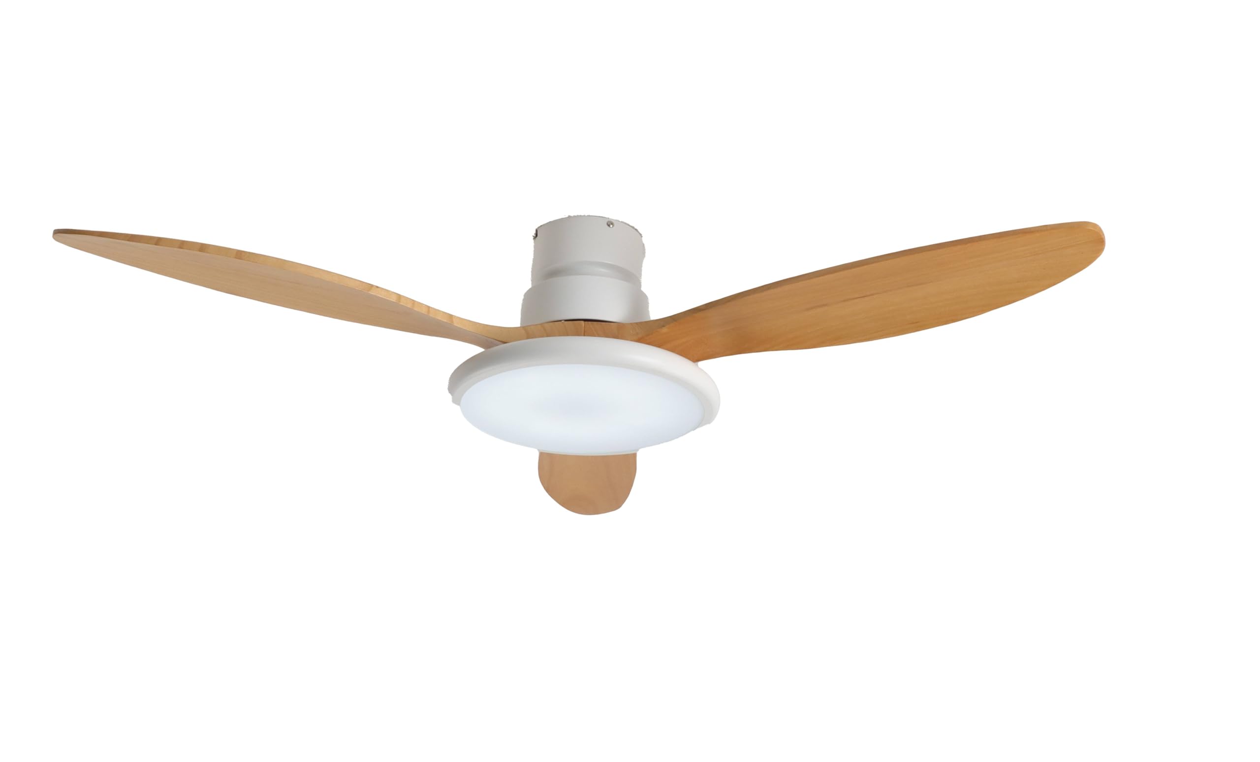 Megashopitalia Ventilatore da Soffitto in Legno Massello con Lampada LED, Telecomando e Modulo Wi-Fi, Motore DC 40W (Legno chiaro)