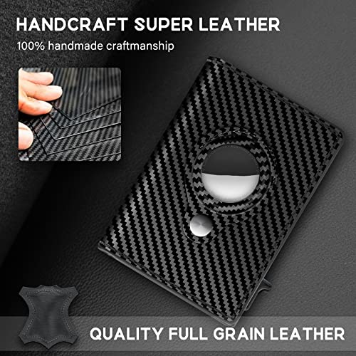 GAOCHALE Men's Carbon Fiber Genuine Leather RFID Blocking Minimalist Slim AirTag Wallet (Aw-002-cf, No Airtag Included)2