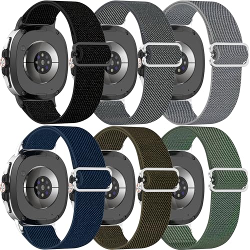 6 Pack Stretchy Braided Bands Compatible With Samsung Galaxy Watch 8 40mm 44mm/Galaxy Watch 8 Classic 46mm,Elastic Nylon Sports Strap,For Both Men And Women