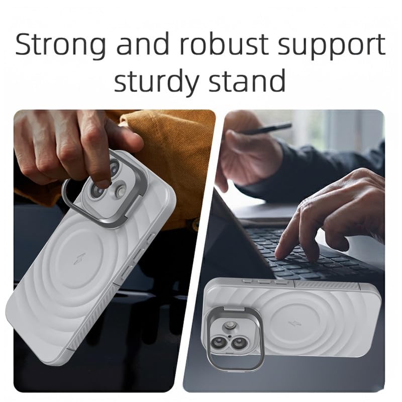 Image of LuxuryKase Shockproof Case for iPhone 17 | Ripple Pattern | Camera Protection | Inner Velvet Fabric Lining | Protective Cover with Enhanced Grip & Wireless Charging Support - Grey