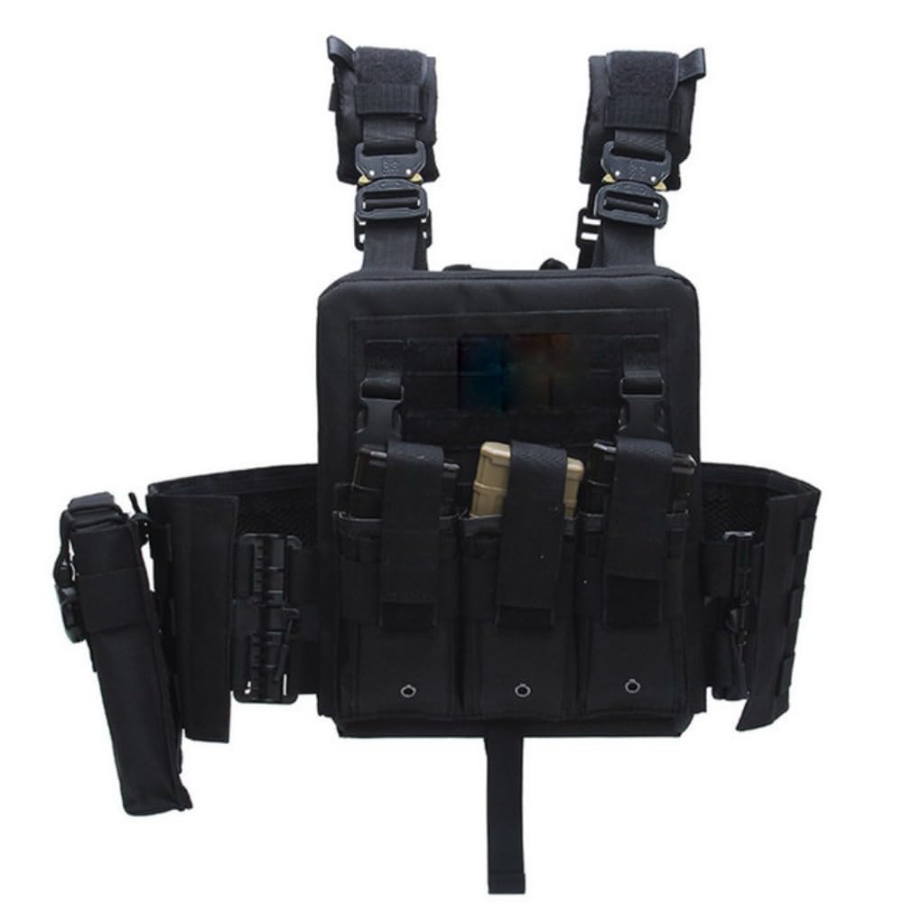Chaleco táctico de caza negro bolsa militar portacargadores pecho combate outdoor