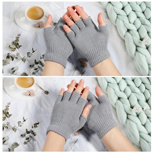 ONESING 12 Pair Half Finger Winter Warm Stretchy Knitted Fingerless Gloves for Men Women4