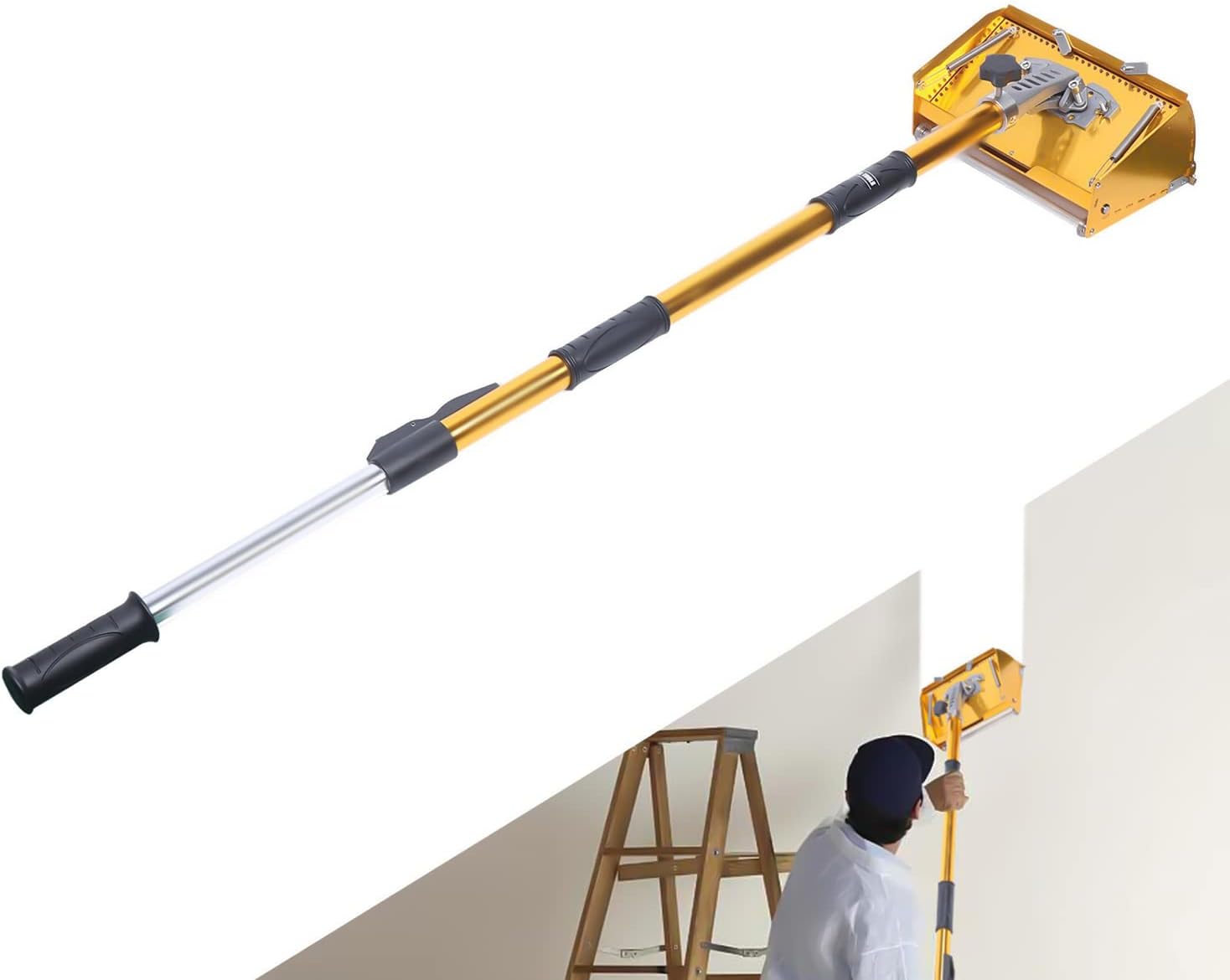 Professional 8.9Inch Drywall Flat Finishing Box with 40''63.8'' Handle