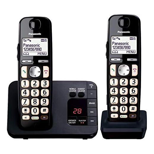 Panasonic KX-TGE722 Big Button DECT Cordless Telephone with Nuisance Call Blocker & Digital Answering Machine (Twin Handset Pack) – Black