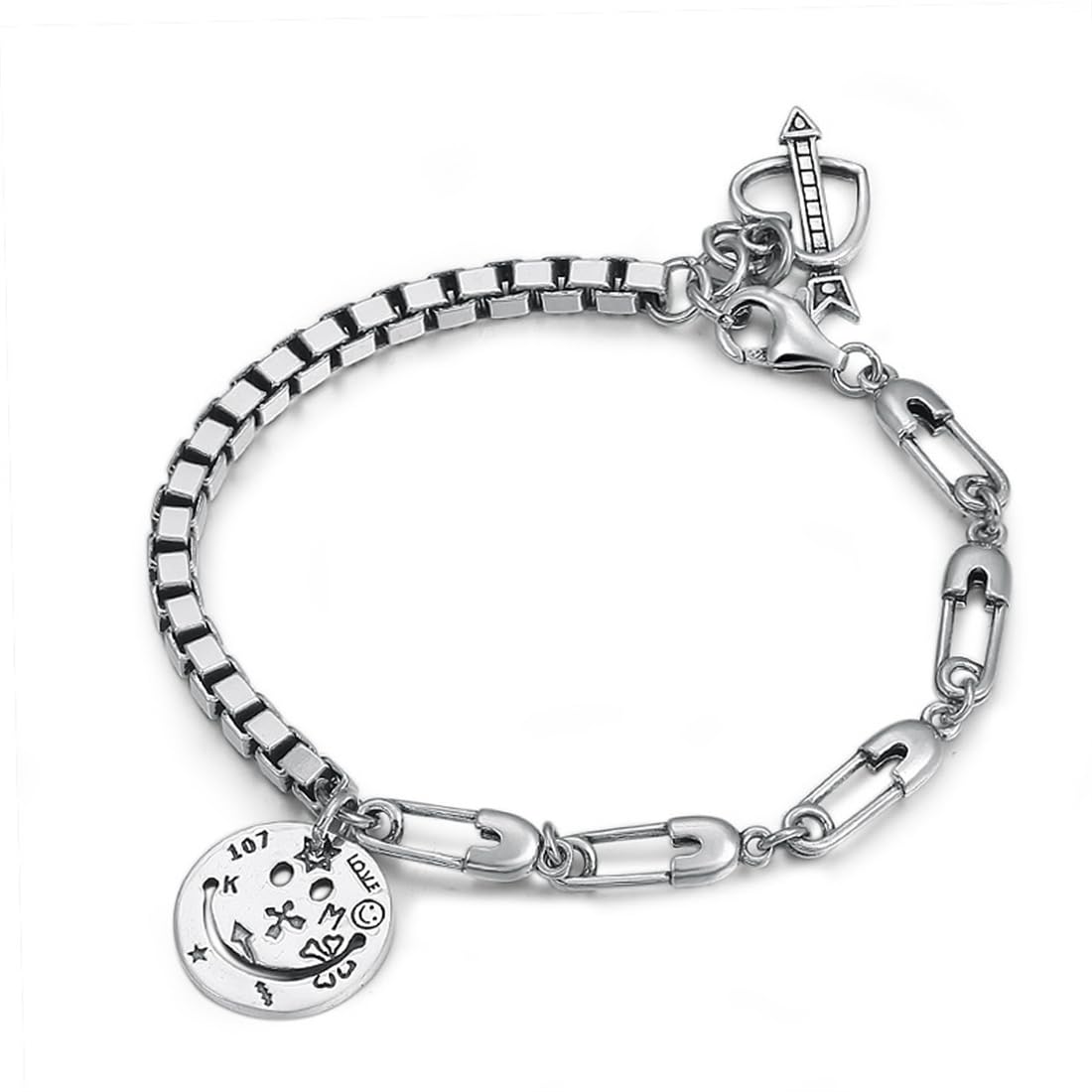 LYGXWJFC S925 Sterling Silber Love Fashion Armband, personalisiertes Armband für Männer und Frauen