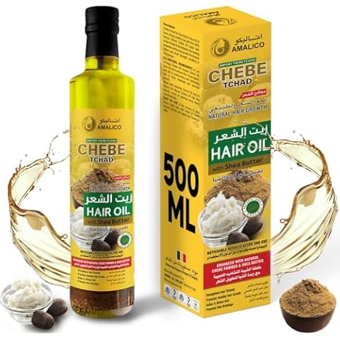 AMALICO Hair Growth Oil with Chebe Powder, Shea Butter (16.9 FL OZ) - Natural 10-in-1 Formula for Promoting Curly Hair Growth and Nourishing Ends Cover