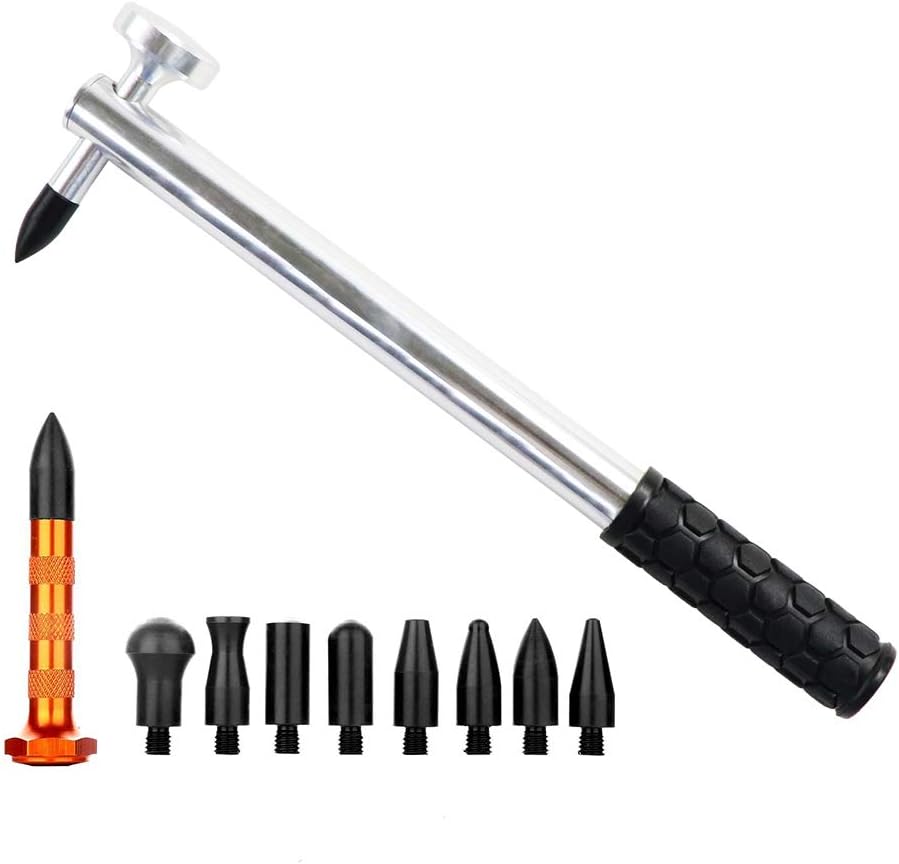 Amazon Com Mmpp Paintless Dent Repair Hammer Paintless Dent Removal Tools Aluminum Dent Hammer With 9 Heads Tap Down Tools Set For Car Dent Repair Automotive