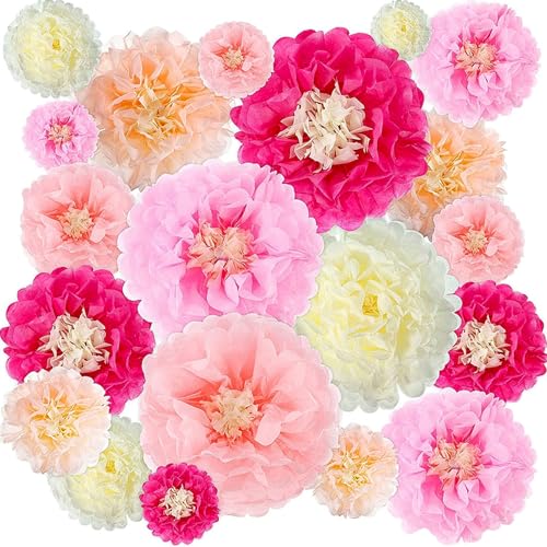 16 Pezzi Fiori di Carta per Decorazioni, Fiori Carta da Appendere di 30/25/20/15 cm, Dai Colori Vivaci e Resistenti Allo Sbiadimento, per Decorazioni di Matrimoni, Balli di Fine Anno