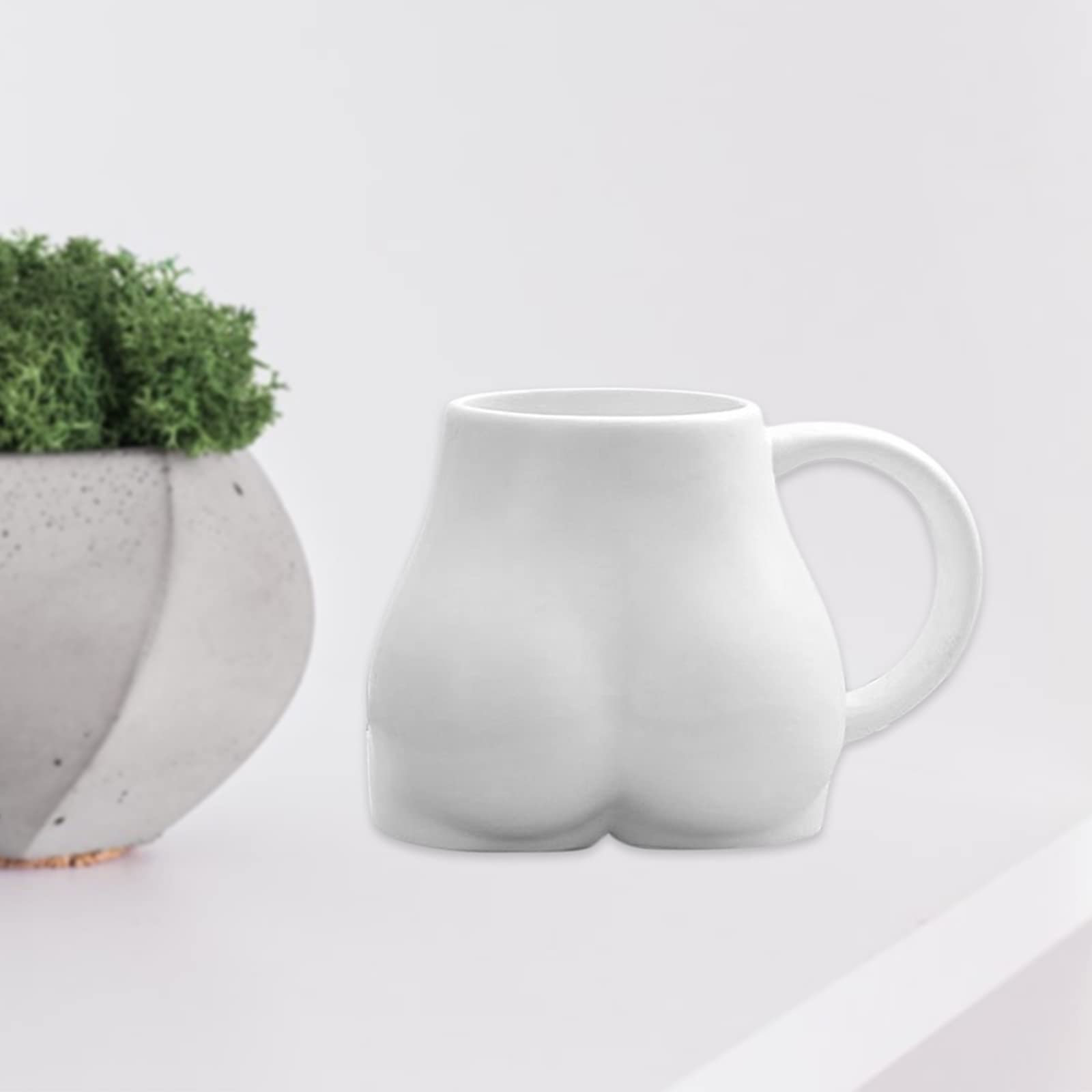 MagiDeal Lustige Kaffeetasse Große Tasse mit Henkel Po-Kaffeebecher aus Keramik Personalisierte Kaffeetasse mit Hintern-Gravur Geschenke für Freunden - Weiß