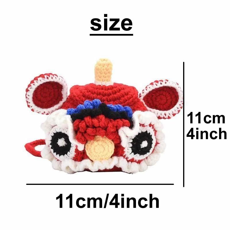4.1 Inch x 4 inch Handmade Cute Tiger-Head Drawstring Bag - Adjustable Shoulder Pouch for Coins, Earphones, Cosmetics | Kids Gift, Small Items Organizer, Knitting Change Wallet2