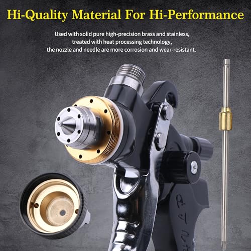 Image of HVLP Spray Gun with 10Pcs 600ML Disposable Paint Cups, Automotive Gravity Feed Paint Spray Gun Kit with Air Compressor Regulator for Auto (Black) (Black)