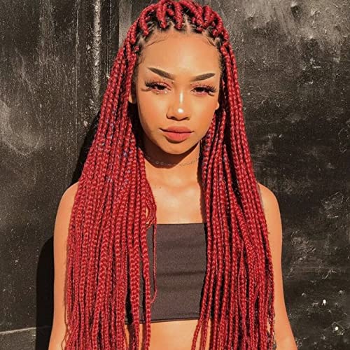 Ombre Braiding Hair Jumbo Braiding Hair Synthetic Hair Extensions for Braiding Crochet Twist Box Braids 24Inch 5 Packs (Wine Red)
