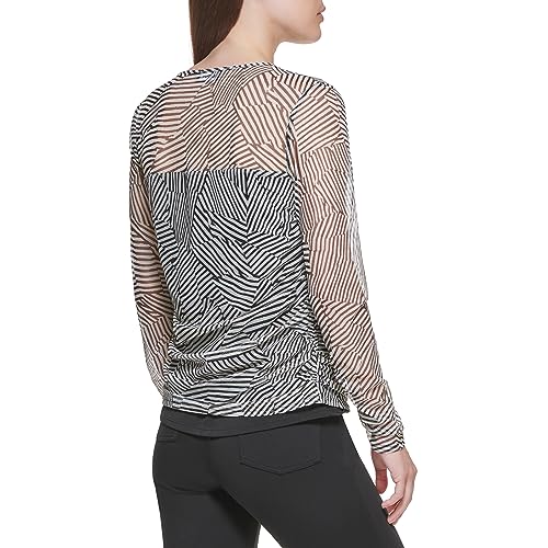 Image of DKNY Women's Mesh Side Ruching Lightweight Sportswear Top