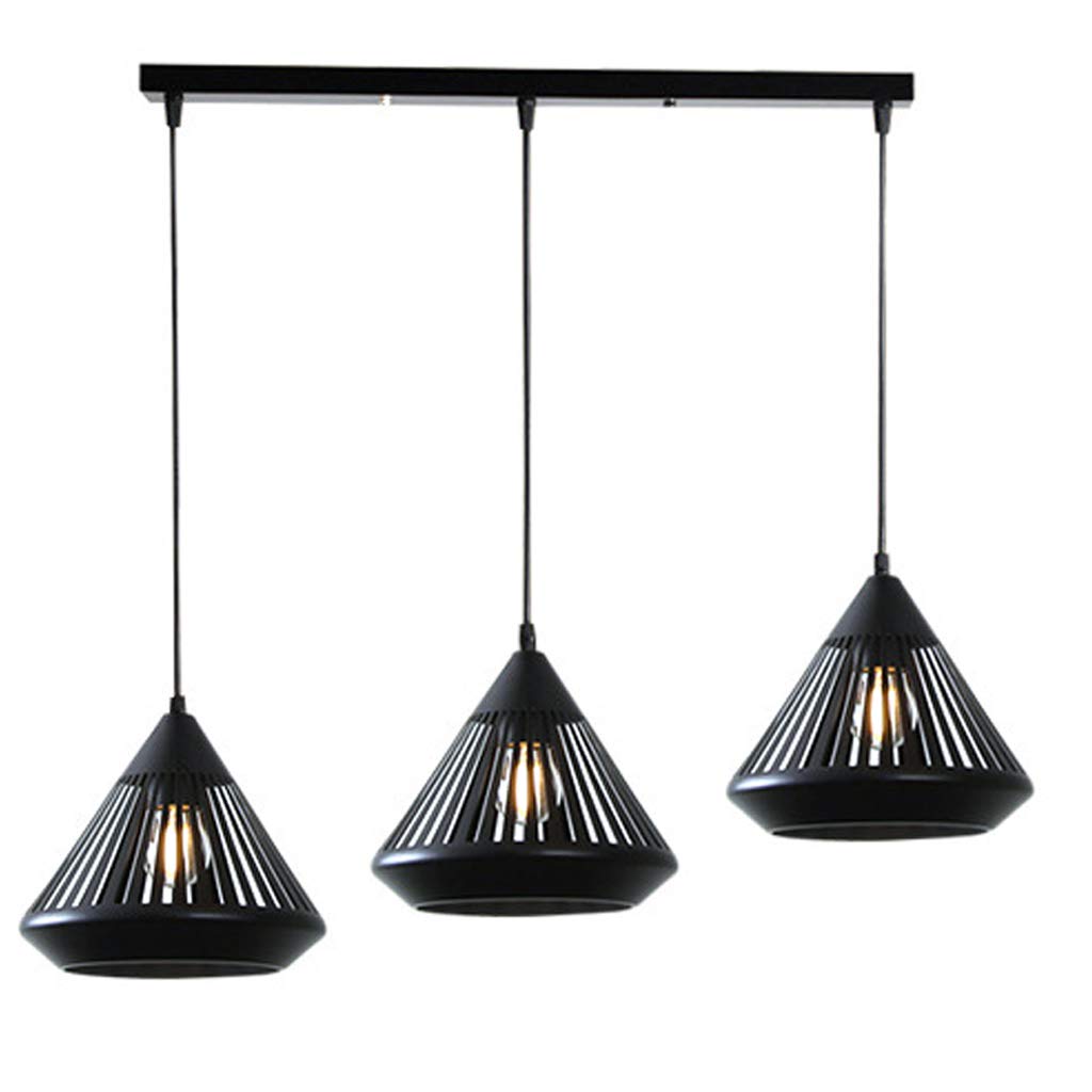 Suspension vintage métal noir à 3 lumières pour salle à manger