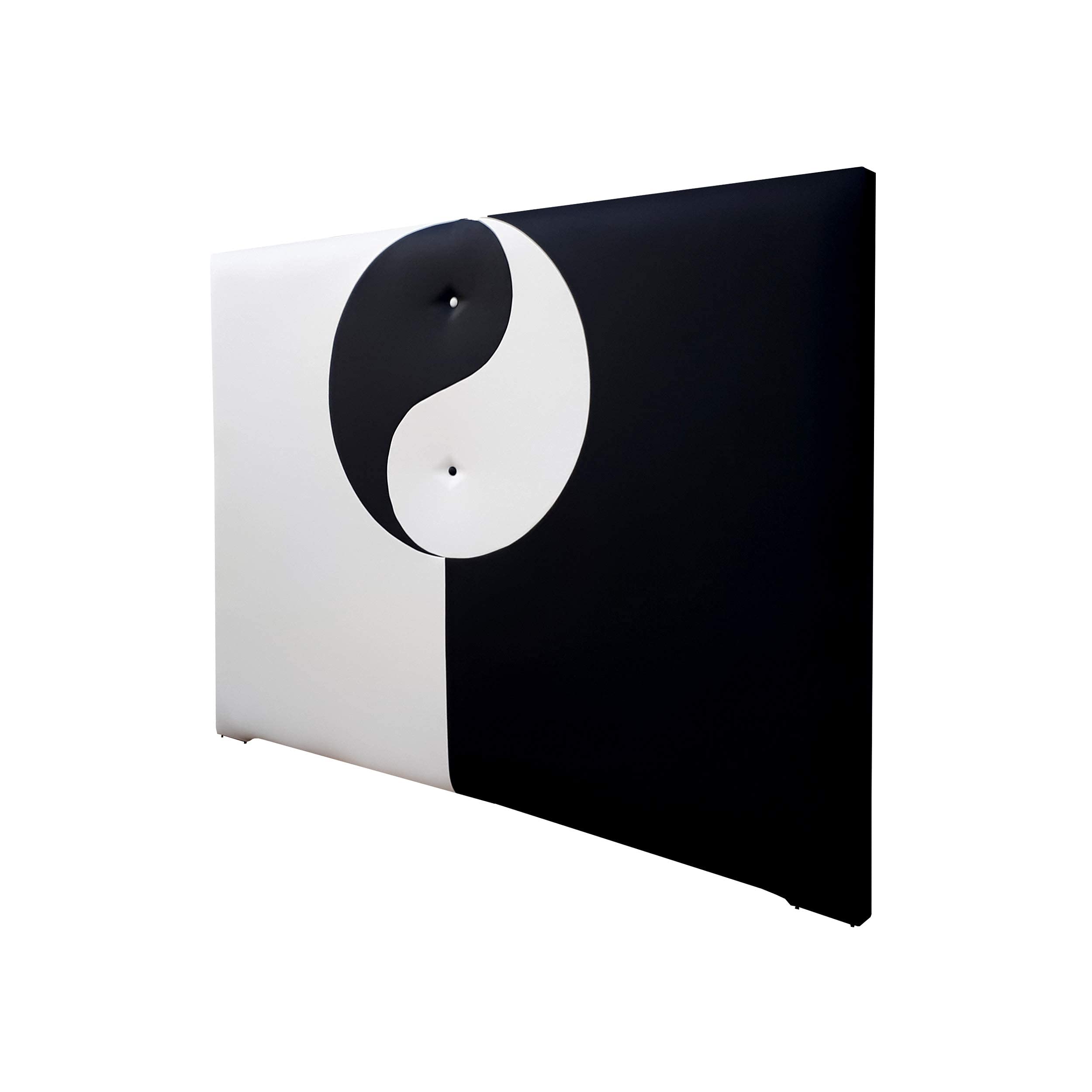 ONEK-DECCO Cabecero de Cama en Polipiel Mod.Yin Yang Largo, Acolchado de Espuma,Cabezal niños,Juvenil y Cama Matrimonio Altura 125 cm.(apoyado en el Suelo) (Blanco-Morado, 150x125)