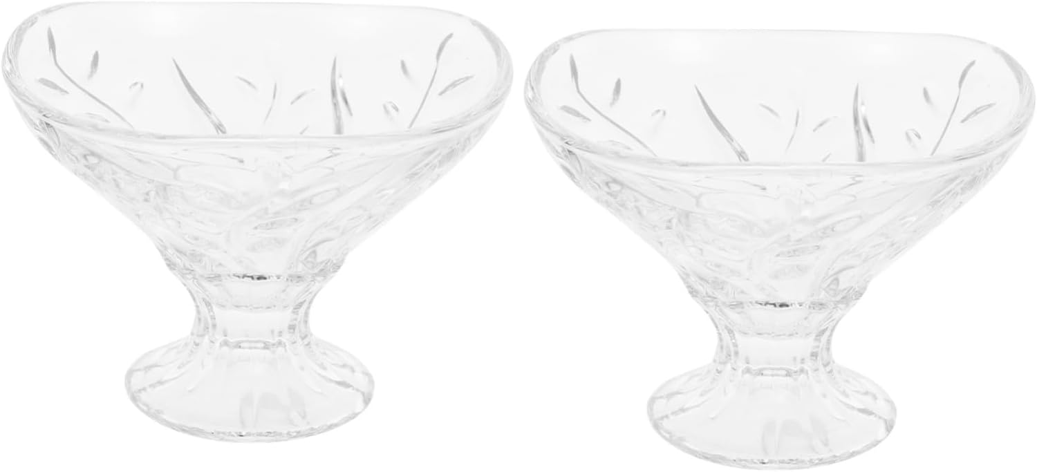 2Pcs Clear Plastic Ice Cream Cups Footed Dessert Bowls for Ice Cream Salads and Cones for Home Cafes Restaurants and Parties Elegant Design with High Base