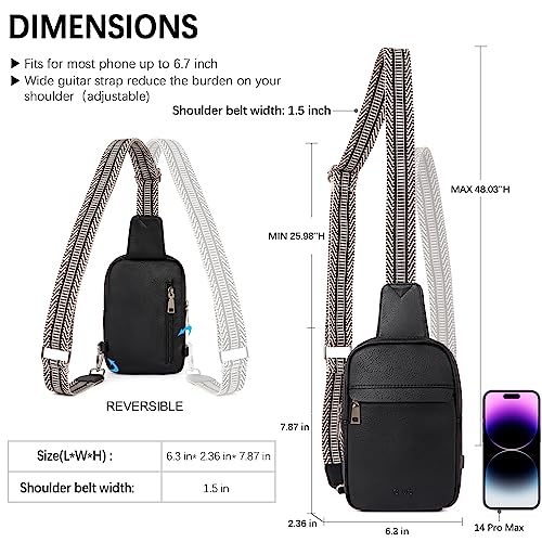 Image of CLUCI Small Sling Bag for Women Vegan Leather Crossbody Chest Bags Trendy, Women's Fanny Pack