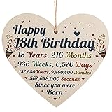 Mellamo 18th Birthday Gifts for Friends Son Daughter Sister Brother Kids Presents for Family Him Her Wooden Heart Plaque (4 x 4 inches, Birthday 18th)