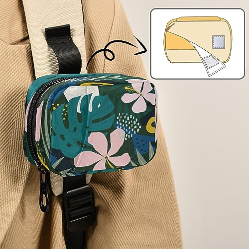 Image of Naanle Hawaiian Palm Leaf Flower Pill Box 7 Day Pill Case Travel Pill Organizer Bag with Zipper Portable Weekly Case Compact Size for Vitamin Supplement Holder