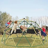 SENCHO GINSYTALIOR Climbing Dome,10FT Dome Climber with Hammock, Outdoor Jungle Gym for Kids, Supports Jungle Gym up to 1,000 lbs, Rust Resistant, Easy to Assemble, Gift for Kids, Green+Yellow