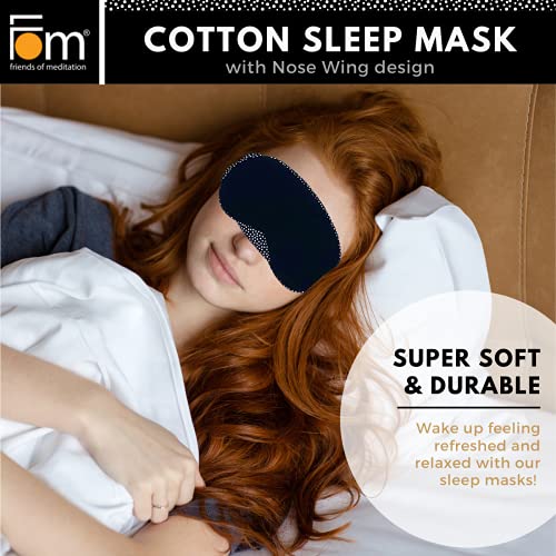 Friends Of Meditation 100% Cotton Sleep Mask | Light Blocking Sleep Eye Mask, Comfortable & Soft, Night Eye Mask For Travel | 100% Blackout W Nose Wire & Adjustable Band (Black) - Image 7