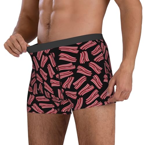 Bacon Print Black Mens Underwear Boxer Briefs, Comfort Breathable Boxers For Men Regular4