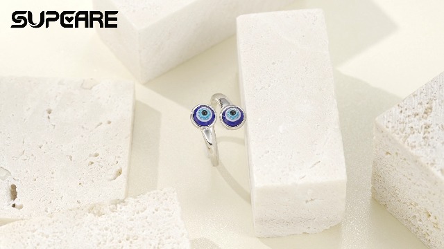 Anello Donna In Argento Sterling Con Occhio Di Malocchio Nazar - Amuleto Protettivo Greco, Misura Regolabile 6-10
