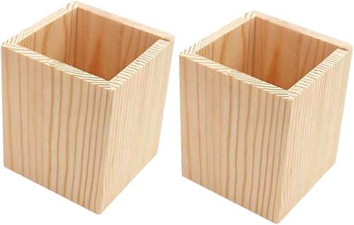 STOBOK 8 piezas de lápiz cosmético de mesa sin terminar mini contenedor pequeño organizador maceta para jarrón escritorio oficina madera rústica de