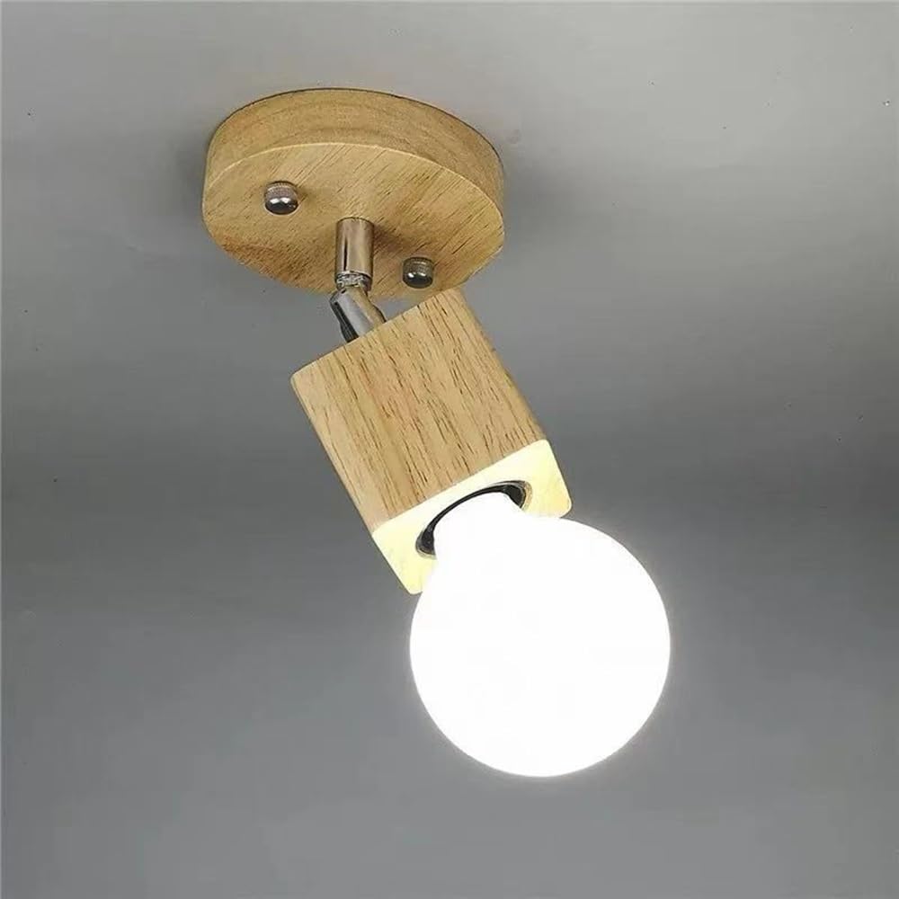 ITOSUI Semi Flush Mount Wood Ceiling Light Nordic Wall Sconce Minimalist Solid Wood Cylinder Hanging Lamp for Hallway Entrance Stairwell Aisle 4-Inch Swivel Joint E26 Base Light Fixture