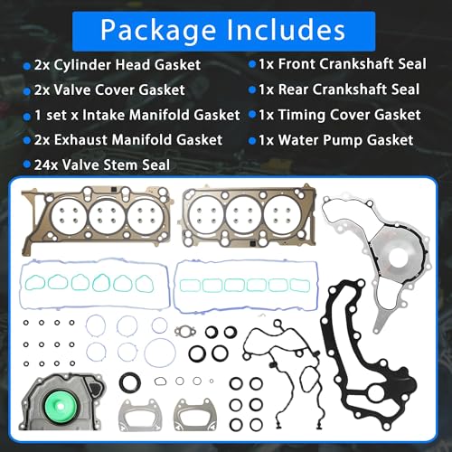 Image of HGS1184 3.6L Cylinder Head Gasket Set with Bolts HS55401 fit for 2016-2024 Chrysler Pacifica Dodge Durango Jeep Gladiator Grand Cherokee L WK Ram 1500 Promaster 1500 2500 3500 3.6L V6 24V DOHC 3604cc