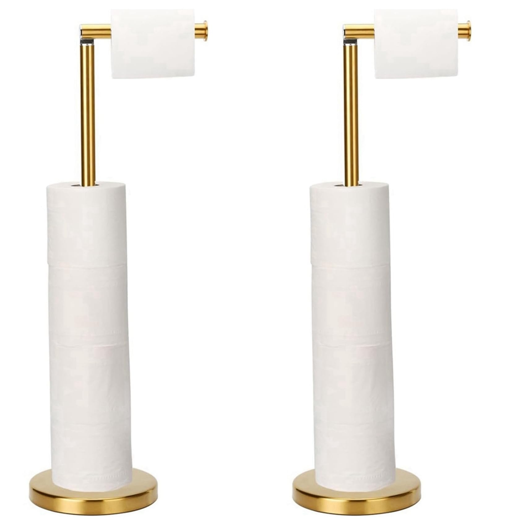 Vjsujehgy 2X Toilet Paper Holder Stand,Large Storage Tissue Roll Holder Free Standing for Bathroom,Modern Toilet Paper Roll Holder