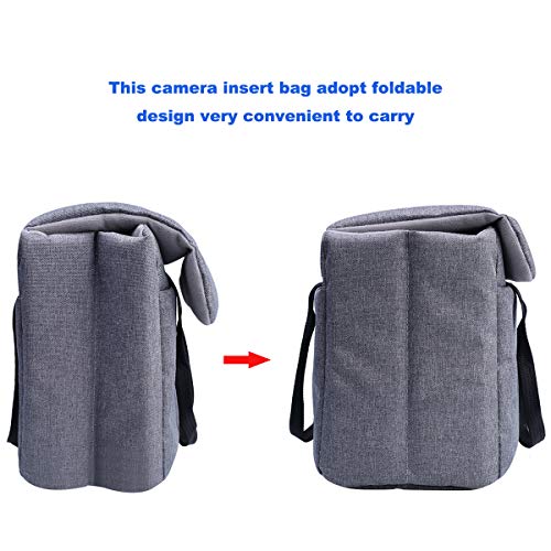 Bomkee Camera Inserts Protective Bag Padded Insert Camer Cube Water Resistant Dslr Slr Case Foldable Liner For Sony,Canon,Nikon,Olympus Camera Lens Accessories Grey #TOP2