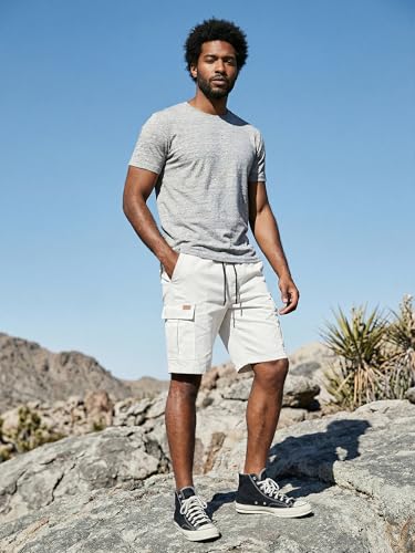 Image of JMIERR Mens Casual Cotton Twill Cargo Shorts Drawstring Classic Chino Stretch Short with 6 Pockets