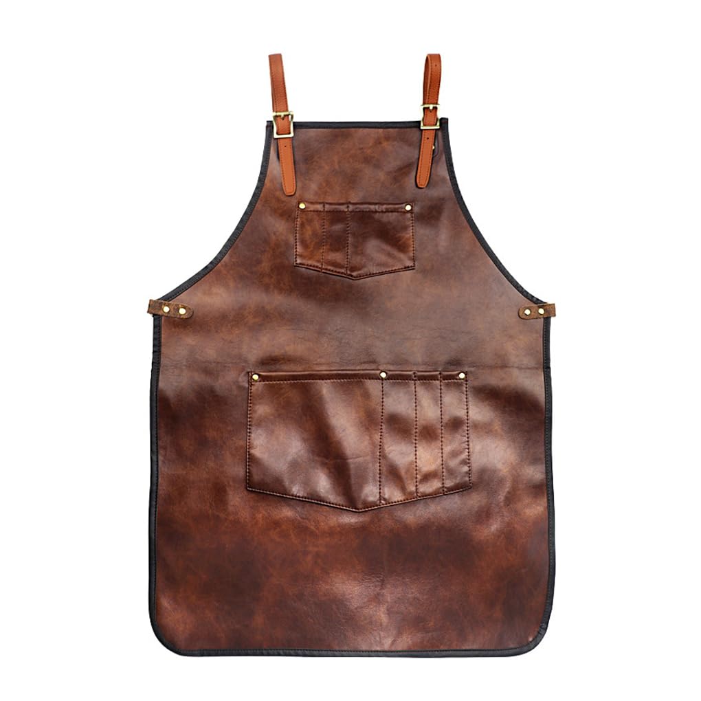 Grembiule Professionale da Barbiere Grembiule da Barista in Pelle PU Tasche Multiple Taglio di Capelli Parrucchiere Acconciatura Bavaglino Impermeabile, Tipo 1
