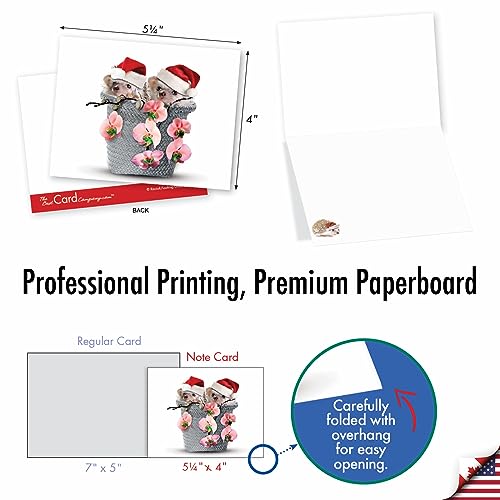 Image of The Best Card Company - 10 Assorted Blank Christmas Greeting Cards w /Envelopes, Animal Humor Variety Pack for Men and Women, Men and Women (10 Designs, 1 Each) - Holiday Cards from the Hedge M6541XSB